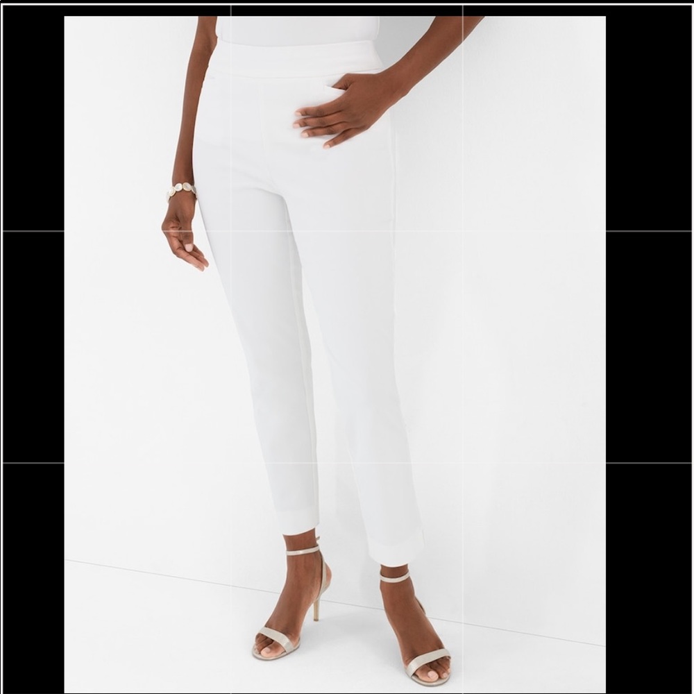 white elastic pants